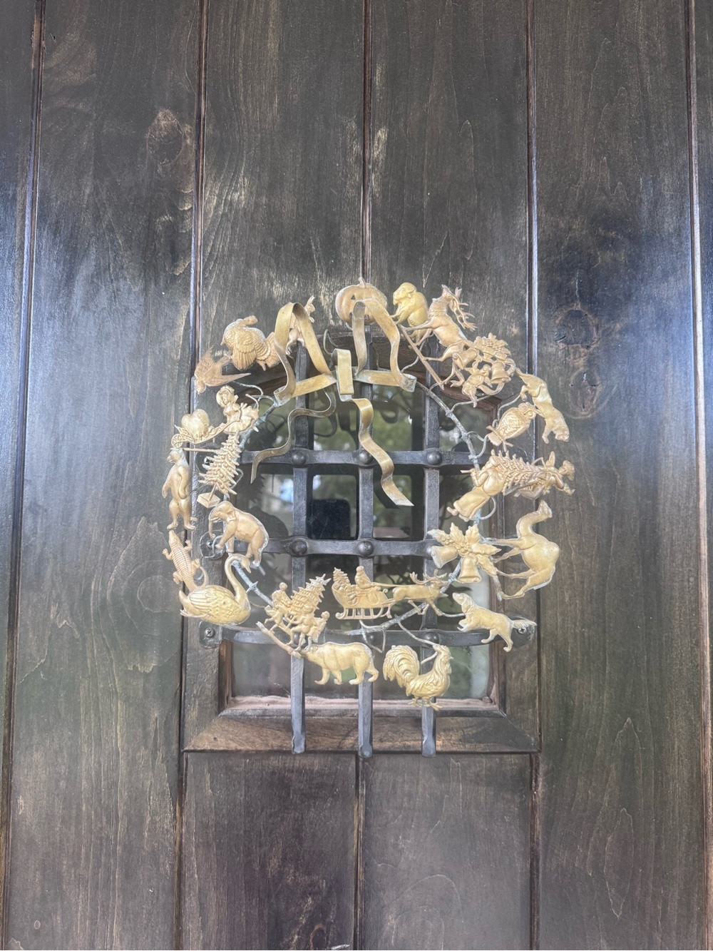 Metal everything Wreath Holiday Door Accent vintage